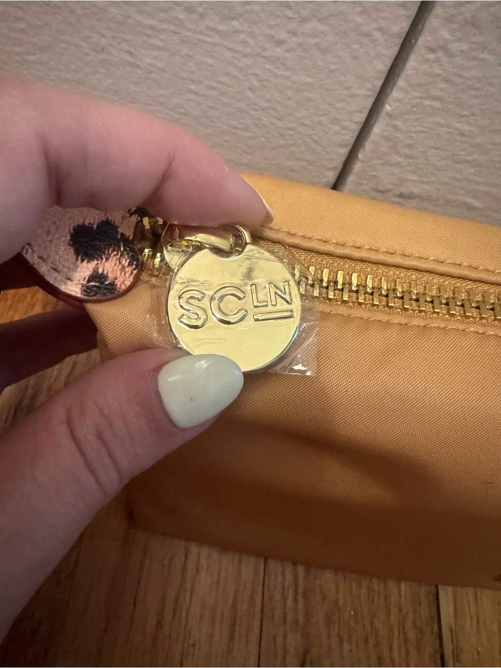 Stoney Clover Lane Beige Cosmetic Pouch with 'B' Patch